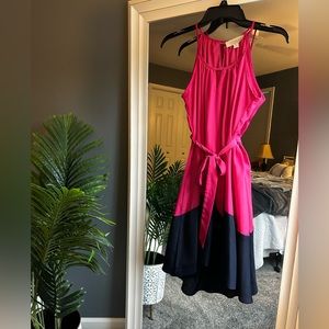 Olive and Oak XS Colorblock Navy and Pink Tie dress